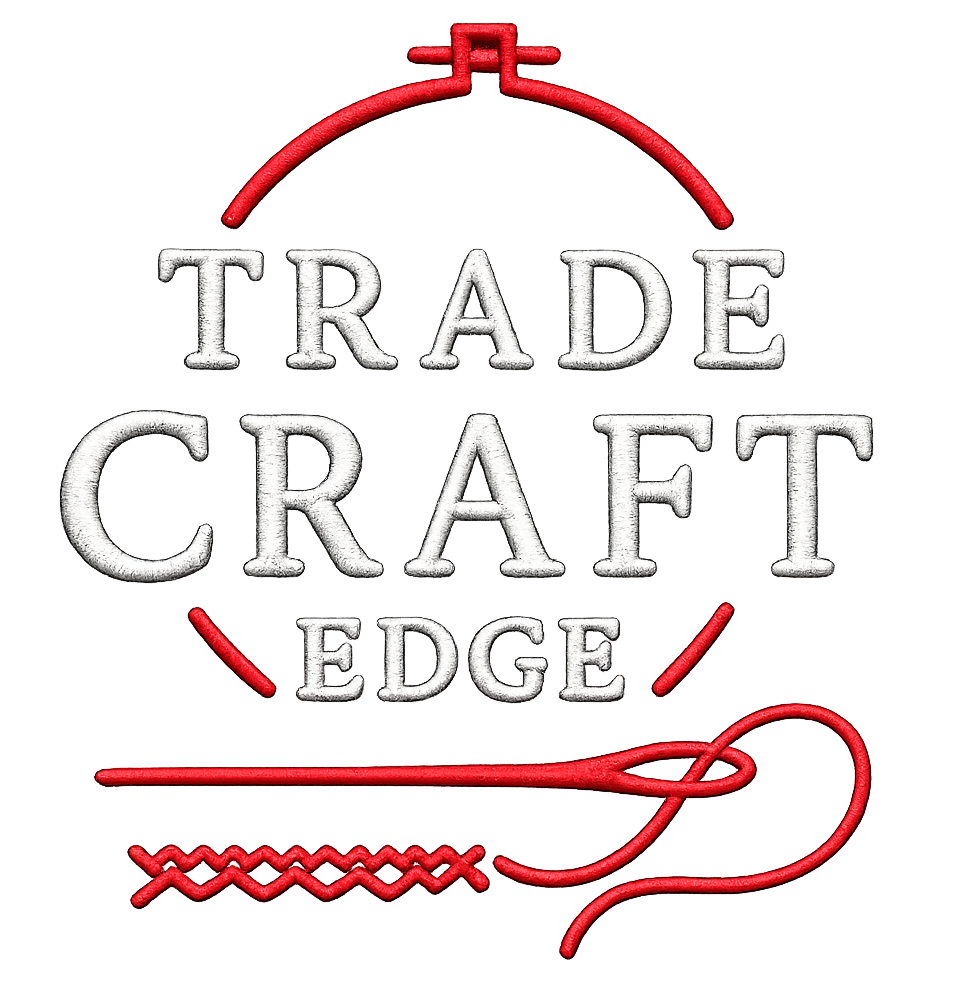 Logo TradeCraftEdge brodat pe fundal transparent